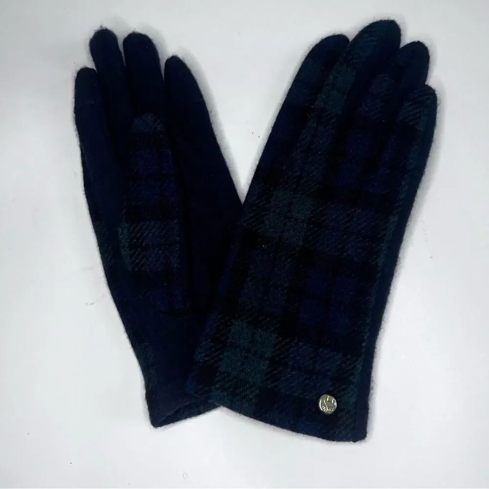 Brooks Brothers Wool Cashmere Blend Gloves Plaid Blackwatch Touchscreen Small